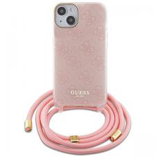 Huse si carcase iPhone 14, Carcasa Guess Crossbody Cord 4G Print compatibila cu iPhone 15 / 14 / 13, Roz, lerato.ro