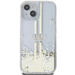 Carcasa Guess Liquid Glitter Gold Stripes compatibila cu iPhone 15 / 14 / 13, Transparent 2 - lerato.ro