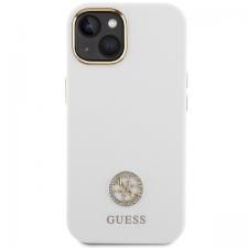 Huse si carcase iPhone 14, Carcasa Guess Silicone Logo Strass 4G compatibila cu iPhone 15 / 14 / 13, Alb, lerato.ro