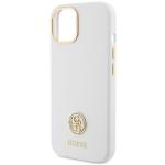 Carcasa Guess Silicone Logo Strass 4G compatibila cu iPhone 15 / 14 / 13, Alb 7 - lerato.ro