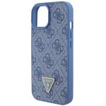 Carcasa Guess Leather 4G Triangle Stras compatibila cu iPhone 15 / 14 / 13, Albastru 7 - lerato.ro
