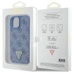 Carcasa Guess Leather 4G Triangle Stras compatibila cu iPhone 15 / 14 / 13, Albastru 9 - lerato.ro