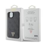 Carcasa Guess Leather 4G Triangle Stras compatibila cu iPhone 15 / 14 / 13, Negru 9 - lerato.ro