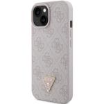 Carcasa Guess Leather 4G Triangle Stras compatibila cu iPhone 15 / 14 / 13, Roz 3 - lerato.ro