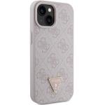 Carcasa Guess Leather 4G Triangle Stras compatibila cu iPhone 15 / 14 / 13, Roz 5 - lerato.ro