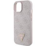 Carcasa Guess Leather 4G Triangle Stras compatibila cu iPhone 15 / 14 / 13, Roz 7 - lerato.ro