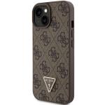 Carcasa Guess Leather 4G Triangle Stras compatibila cu iPhone 15 / 14 / 13, Maro 3 - lerato.ro
