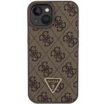 Carcasa Guess Leather 4G Triangle Stras compatibila cu iPhone 15 / 14 / 13, Maro 2 - lerato.ro