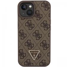 Huse si carcase iPhone 14, Carcasa Guess Leather 4G Triangle Stras compatibila cu iPhone 15 / 14 / 13, Maro, lerato.ro