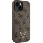 Carcasa Guess Leather 4G Triangle Stras compatibila cu iPhone 15 / 14 / 13, Maro 5 - lerato.ro