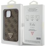 Carcasa Guess Leather 4G Triangle Stras compatibila cu iPhone 15 / 14 / 13, Maro 9 - lerato.ro