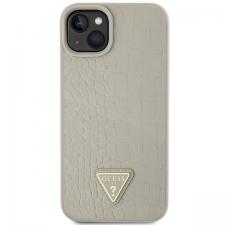 Huse si carcase iPhone 14, Carcasa Guess Croco Triangle Metal Logo compatibila cu iPhone 15 / 14 / 13, Gold, lerato.ro