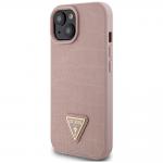 Carcasa Guess Croco Triangle Metal Logo compatibila cu iPhone 15 / 14 / 13, Roz 3 - lerato.ro