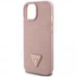 Carcasa Guess Croco Triangle Metal Logo compatibila cu iPhone 15 / 14 / 13, Roz 7 - lerato.ro