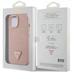 Carcasa Guess Croco Triangle Metal Logo compatibila cu iPhone 15 / 14 / 13, Roz 9 - lerato.ro