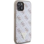 Carcasa Guess 4G Triangle Metal Logo compatibila cu iPhone 15 / 14 / 13, Alb 5 - lerato.ro