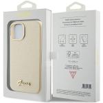 Carcasa Guess Glitter Glossy Script compatibila cu iPhone 15 / 14 / 13, Gold 9 - lerato.ro