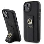 Carcasa Guess Grip Stand 4G Saffiano Strass Logo compatibila cu iPhone 15 / 14 / 13, Negru 4 - lerato.ro