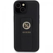 Huse si carcase iPhone 14, Carcasa Guess Grip Stand 4G Saffiano Strass Logo compatibila cu iPhone 15 / 14 / 13, Negru, lerato.ro