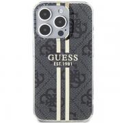 Carcasa Guess IML 4G Gold Stripe compatibila cu iPhone 15 Pro Max, Black