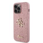 Carcasa Guess Glitter Script Big 4G compatibila cu iPhone 15 Pro Max, Roz 3 - lerato.ro