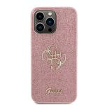 Carcasa Guess Glitter Script Big 4G compatibila cu iPhone 15 Pro Max, Roz 2 - lerato.ro