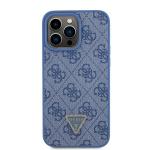 Carcasa Guess Leather 4G Triangle Stras compatibila cu iPhone 15 Pro Max, Albastru 2 - lerato.ro