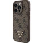 Carcasa Guess Leather 4G Triangle Stras compatibila cu iPhone 15 Pro Max, Maro 3 - lerato.ro