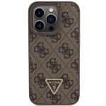 Carcasa Guess Leather 4G Triangle Stras compatibila cu iPhone 15 Pro Max, Maro 2 - lerato.ro