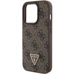 Carcasa Guess Leather 4G Triangle Stras compatibila cu iPhone 15 Pro Max, Maro 6 - lerato.ro