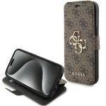 Carcasa flip cover Guess 4G Big Metal Logo compatibila cu iPhone 15 / 14 / 13, Maro 4 - lerato.ro