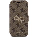 Carcasa flip cover Guess 4G Big Metal Logo compatibila cu iPhone 15 / 14 / 13, Maro 2 - lerato.ro