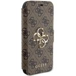 Carcasa flip cover Guess 4G Big Metal Logo compatibila cu iPhone 15 / 14 / 13, Maro 5 - lerato.ro