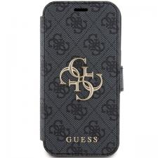 Huse si carcase iPhone 14, Carcasa flip cover Guess 4G Big Metal Logo compatibila cu iPhone 15 / 14 / 13, Gri, lerato.ro