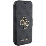Carcasa flip cover Guess 4G Big Metal Logo compatibila cu iPhone 15 / 14 / 13, Gri 5 - lerato.ro