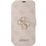 Carcasa flip cover Guess 4G Big Metal Logo compatibila cu iPhone 15 / 14 / 13, Roz 2 - lerato.ro