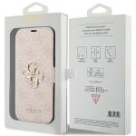 Carcasa flip cover Guess 4G Big Metal Logo compatibila cu iPhone 15 / 14 / 13, Roz 9 - lerato.ro