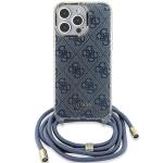 Carcasa Guess Crossbody Cord 4G Print compatibila cu iPhone 15 Pro, Albastru 2 - lerato.ro