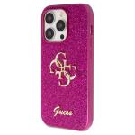 Carcasa Guess Glitter Script Big 4G compatibila cu iPhone 15 Pro, Roz 3 - lerato.ro