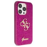 Carcasa Guess Glitter Script Big 4G compatibila cu iPhone 15 Pro, Roz 5 - lerato.ro