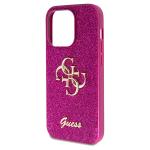 Carcasa Guess Glitter Script Big 4G compatibila cu iPhone 15 Pro, Roz 7 - lerato.ro