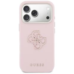 Husa Guess FW Resin Logo compatibila cu iPhone 17 Pro, Roz