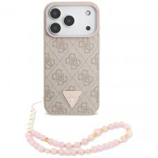 Husa Guess 4G Strap Triangle Logo cu MagSafe compatibila cu iPhone 17 Pro, Roz