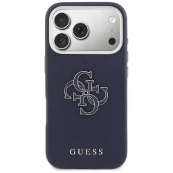 Husa Guess FW Resin Logo compatibila cu iPhone 17 Pro Max, Navy Blue