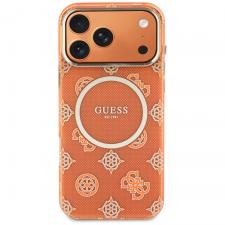 Husa Guess IML Peony Dot cu MagSafe compatibila cu iPhone 17 Pro Max, Portocaliu