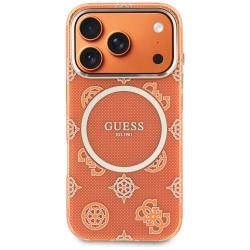 Husa Guess IML Peony Dot cu MagSafe compatibila cu iPhone 17 Pro, Portocaliu