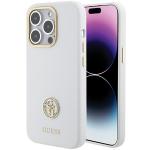 Carcasa Guess Silicone Logo Strass 4G compatibila cu iPhone 15 Pro, Alb 4 - lerato.ro