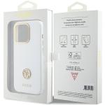Carcasa Guess Silicone Logo Strass 4G compatibila cu iPhone 15 Pro, Alb 9 - lerato.ro