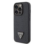 Carcasa Guess Croco Triangle Metal Logo compatibila cu iPhone 15 Pro, Negru 3 - lerato.ro