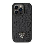 Carcasa Guess Croco Triangle Metal Logo compatibila cu iPhone 15 Pro, Negru 2 - lerato.ro